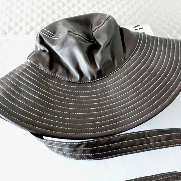 NWT Zara brown faux leather bucket hat with self-tie detail, S - Picture 12 of 12